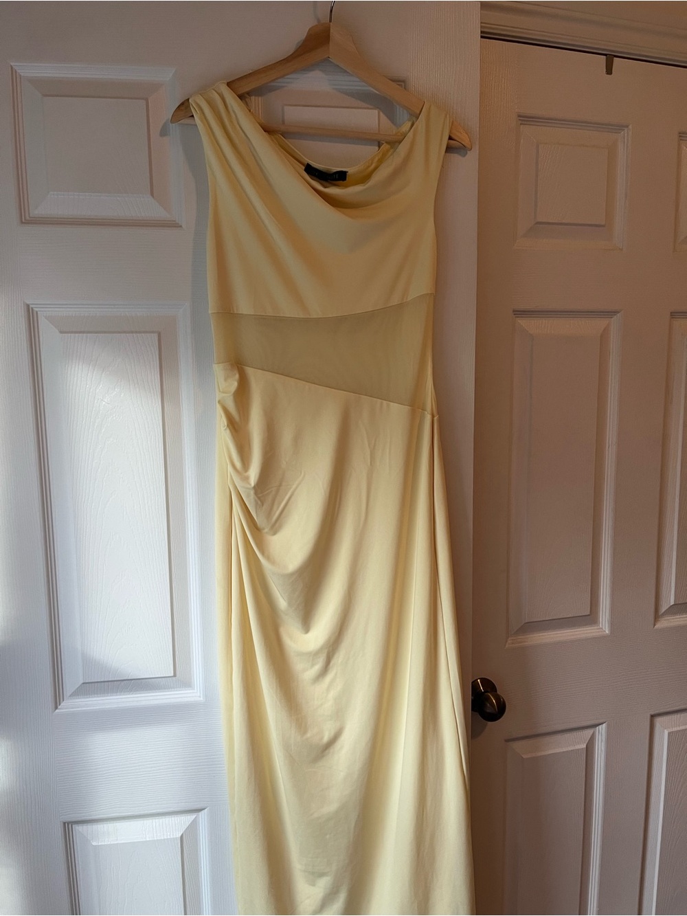 Dynamite Pale Yellow Sleeveless Cowl Neck Maxi Dress